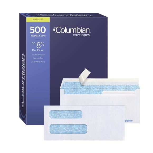 Paquete de 500 sobres de seguridad Columbian #8 -5/8, papel blanco