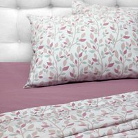 Andes - Sabana 144 Hilos Estampada 2 Plaza Hojas Rosa