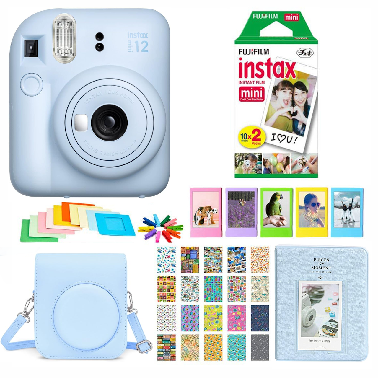 Fujifilm - Set Cámara Instax Mini 12 Azul+ 20 Películas +accesorios