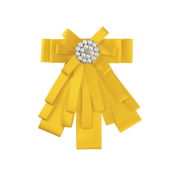 INSPIRE CHIC Broche de Cinta para Mujer Lazo Corbata de Moño Broches de Fiesta de Boda Amarillo