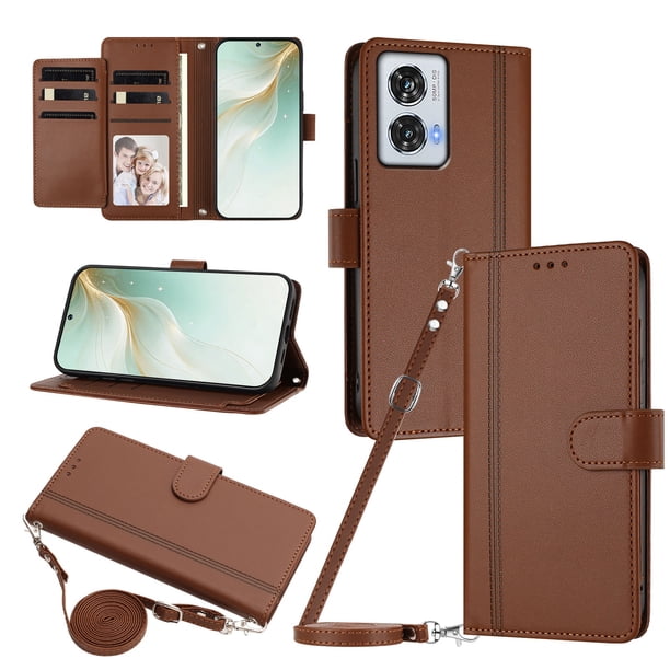 Funda Tipo Libro para Motorola Moto G85 5G, Tapa con Imán, Marrón