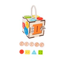 Magideal - Cubo De Actividades De Madera, Juguete De Aprendizaje Portátil Para Viajes, Centro De Actividades De Educación Temprana Para Niños Pequeños, Regalo De
