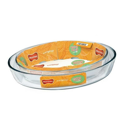 Pack De Asadera Ovalada Vidrio 1.6 - 2.4L 2 Piezas Transparente  Marinex