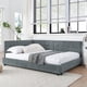 thumbnail image 2 of Full Size Upholstered Tufted Bed Frame, Sofa Bed Frame with Comfortable Backrest and Armrests, Full Size Bed for Bedroom, Living Room,Velvet, Grey(80.5''*59''*30.5''), 2 of 3