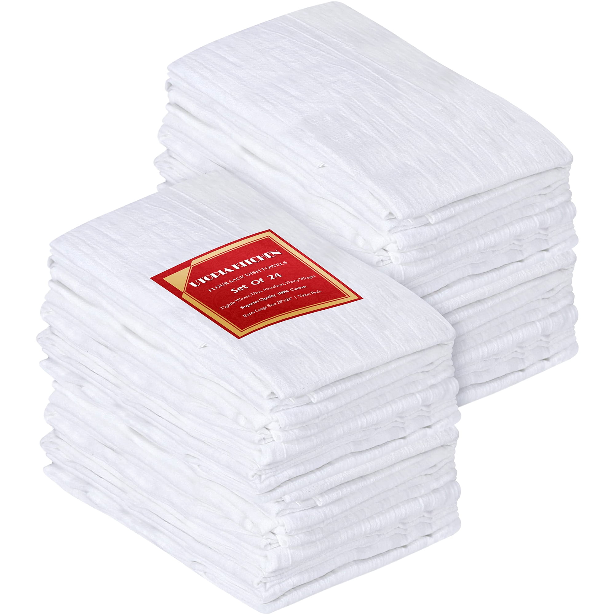 Paños De Cocina De Tela De Harina Utopia Kitchen Blanco 100% Algodón [paquete De 24]