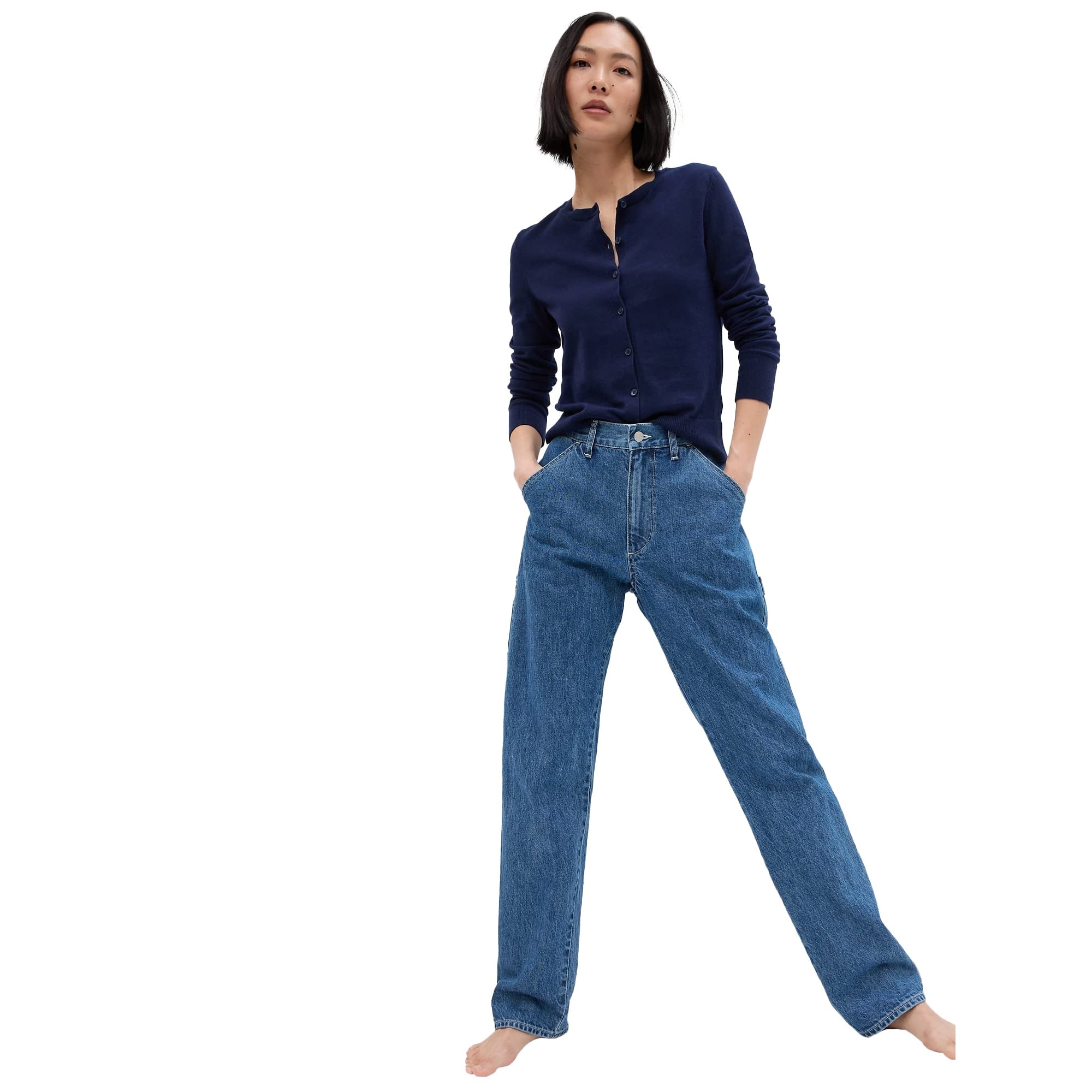 Cardigan Gap Uniforme Azul Marino Con Cuello Redondo Para Mujer Xxl