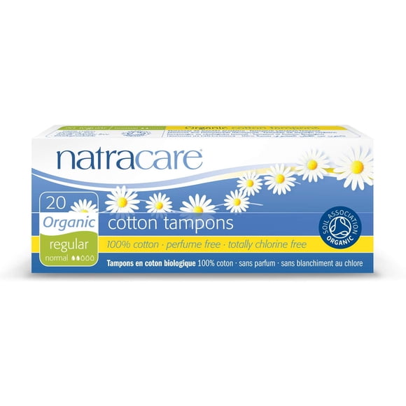 Tampones Natracare sin aplicador, 100% algodón orgánico, regular
