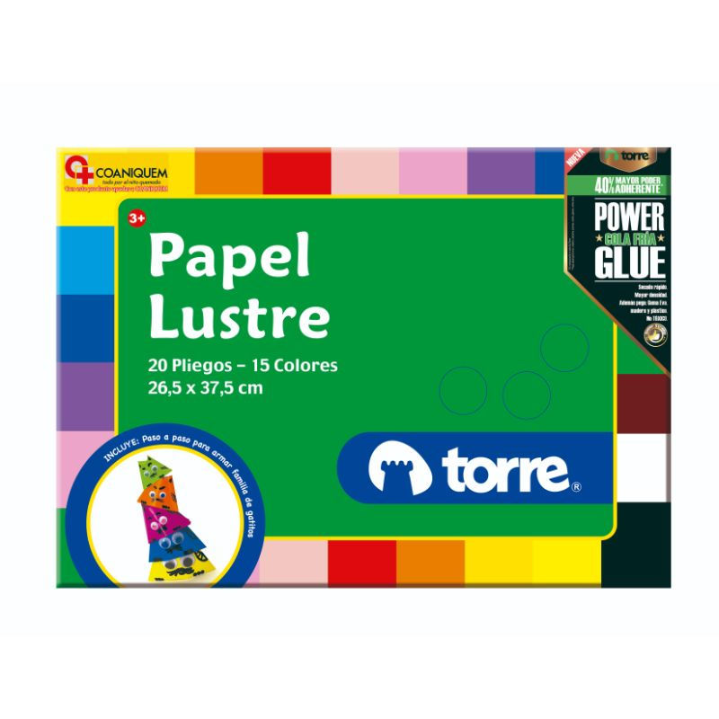 Papel Lustre 20 Hojas 15 Colores Torre
