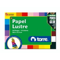 Papel Lustre 20 Hojas 15 Colores  Torre