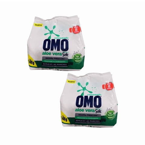 Pack 2 Unidades Detergentes En Polvo Omo Aloe Vera 400 Grs