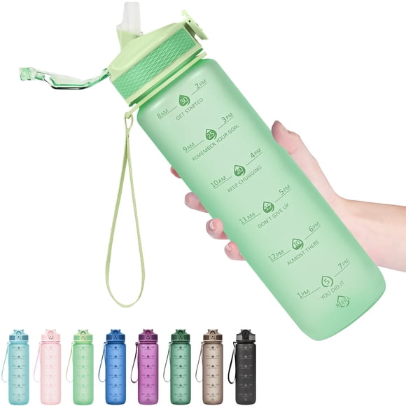Botella de Agua Hyeta 950 ml con Pajilla y Marcador de Tiempo