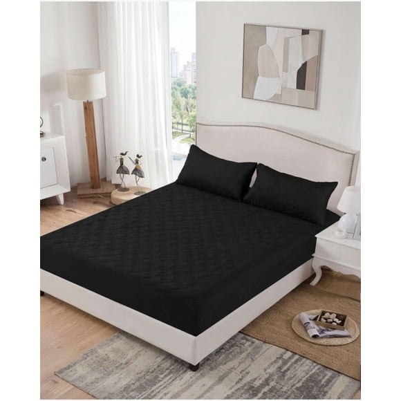 Cubrecolchón Impermeable Acolchado Ajustable + 2 Funda SuperKing