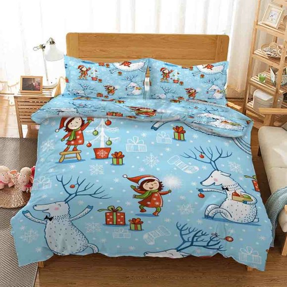 Snowman Happy Gift Duvet Quilt Covers Pillow Case Bedding Sets3-Piece Bedding Set (1 Duvet Cover + 2 Pillow Shams)