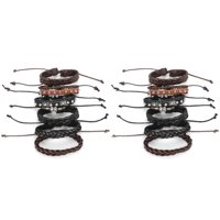 Juego De 2 Pulseras De Cuero Tejidas A Mano, Accesorios Artesanales Vintage, Decoraciones