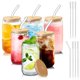 thumbnail image 1 of Vasos de vidrio DAMCONME 473 ml con tapas y pajillas, juego de 6, 1 of 8