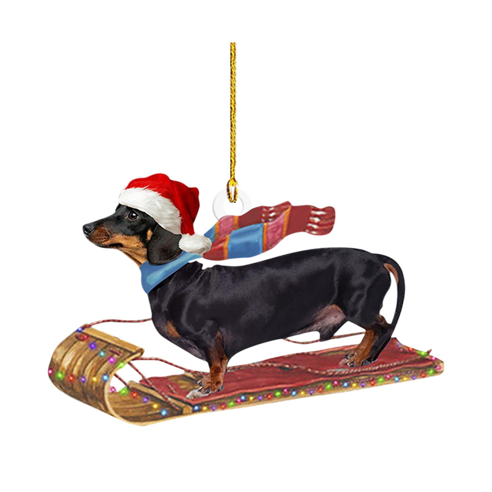 Magideal - Adorno Colgante De Navidad Para Perro Salchicha, Decoración Navideña, Bonito Espejo Retrovisor Acrílico Para Coche, Colgante Para Vacaciones, Interior Estilo A