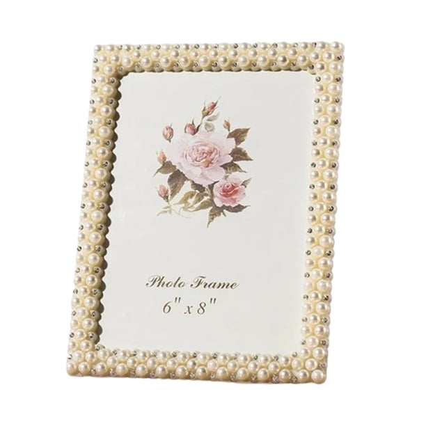 Marco de fotos de boda romántico con decoración de perlas, marcos de fotos multiforma para mesa, decoración moderna para el hogar, porta retrato 3/67/8/10''