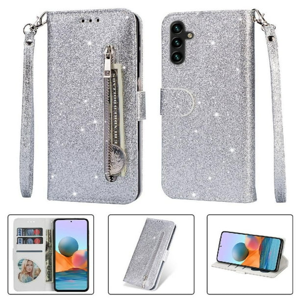 Funda para FOXDOCK Elegante funda Samsung Galaxy A34 5G Glitter con cremallera-Ideal para el uso diario