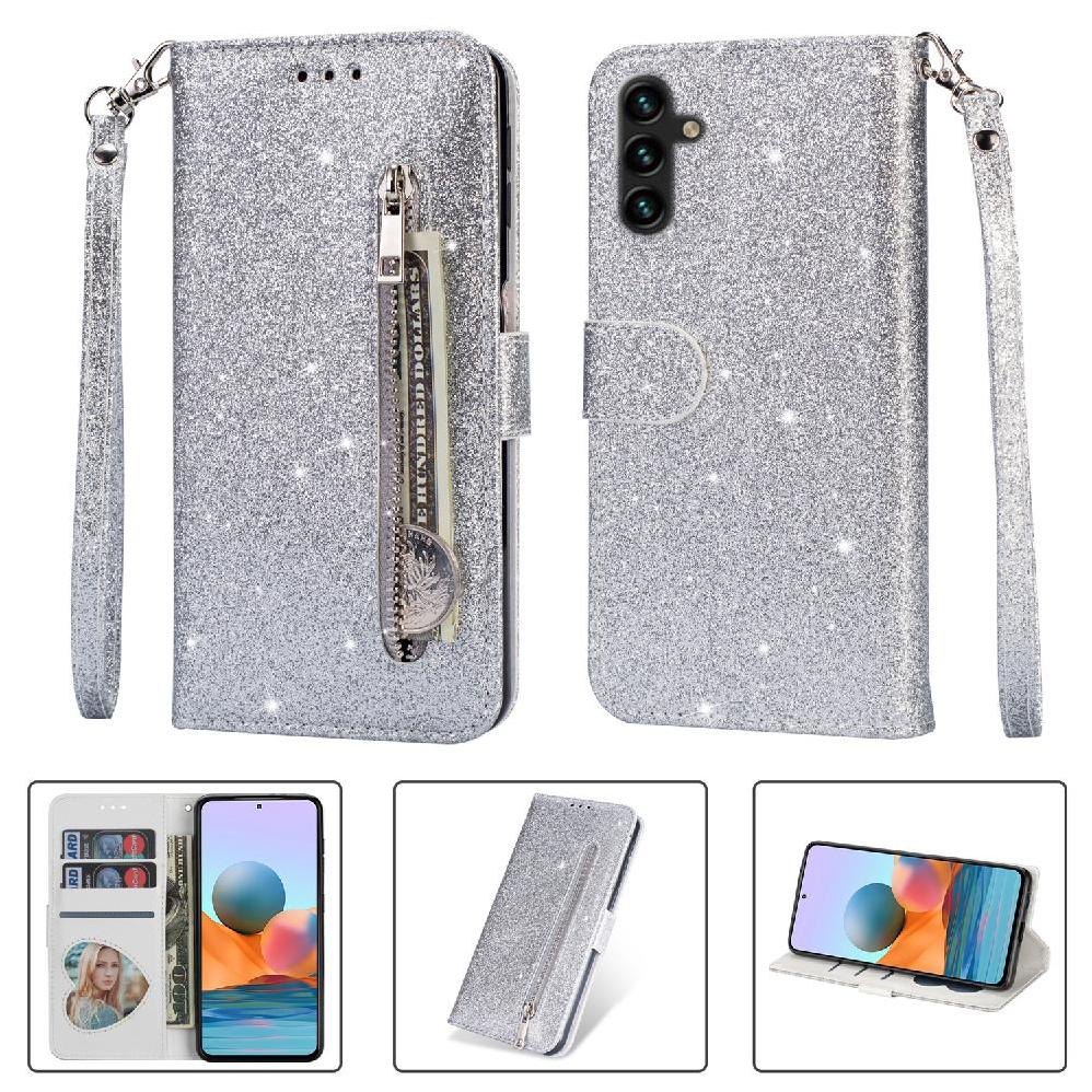 Funda Para Foxdock Elegante Funda Samsung Galaxy A34 5G Glitter Con Cremallera-Ideal Para El Uso Diario