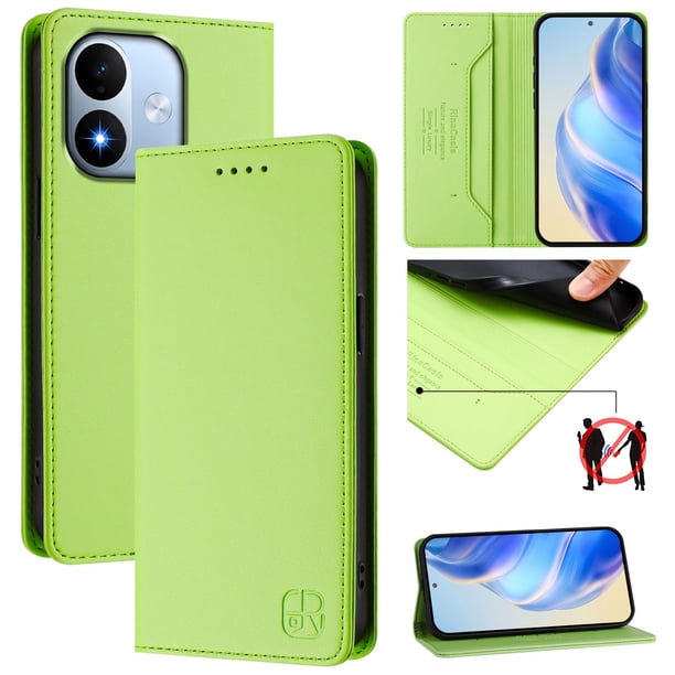 Funda Billetera con Soporte para Xiaomi Redmi Note 17 4G Bloqueo RFID Plegable Verde claro