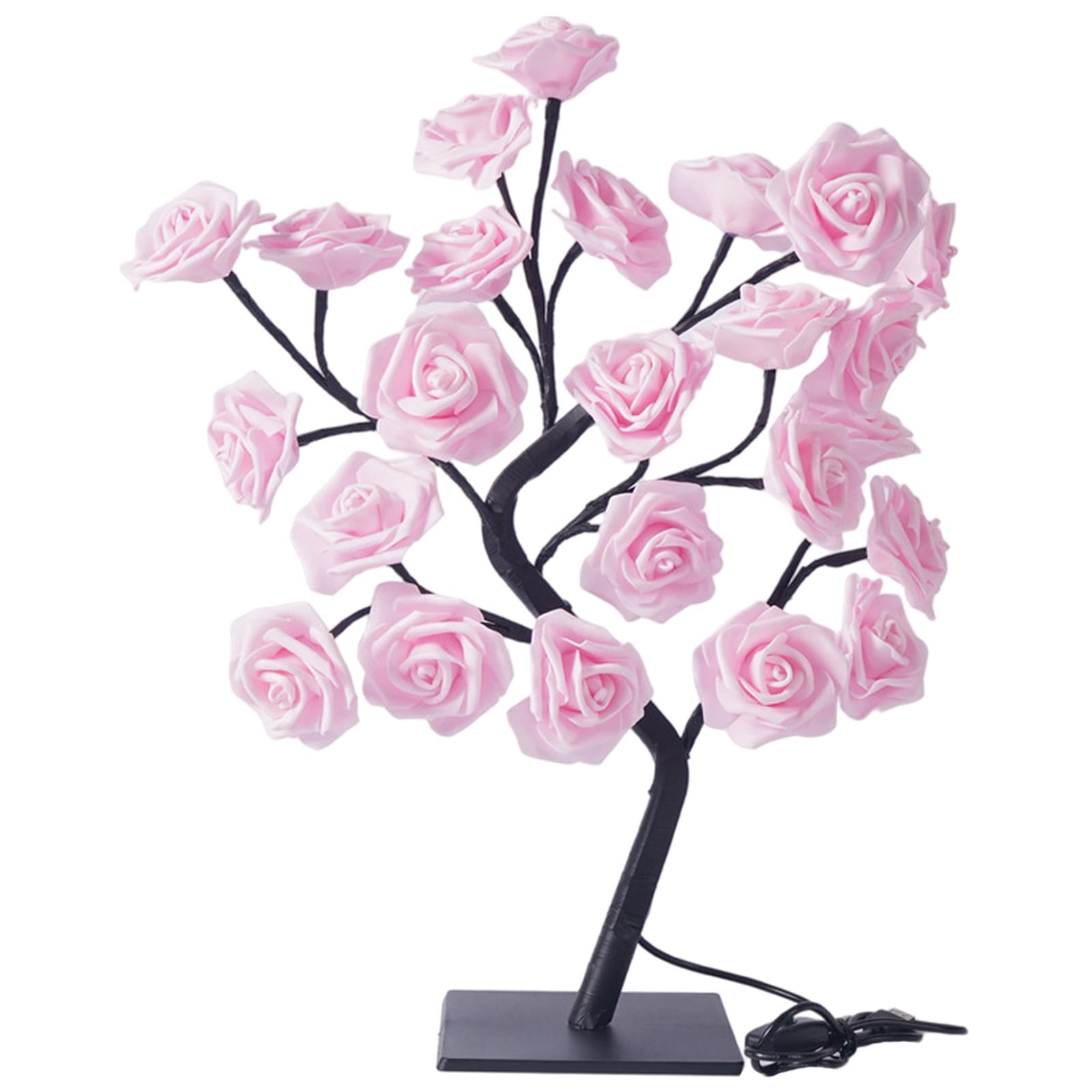 Magideal - Lámpara De De Rosas Lámpara De Escritorio Lámpara De Noche Flor De Árbol De Rosas Luz Usb Para Boda Dormitorio Sala De Decoraciones
