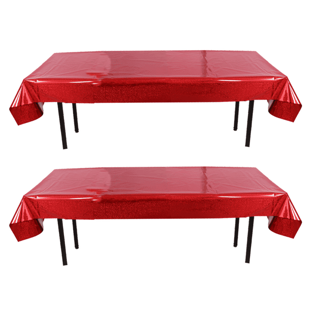 Paquete de 2 manteles de aluminio de 1 m x 2,7 m, de plástico brillante, para decoración de mesas de fiesta.