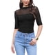 thumbnail image 1 of INSPIRE CHIC Mono de Malla para Fiesta de Mujeres Transparente Ajustado con Fruncido de Media Manga S Negro, 1 of 7