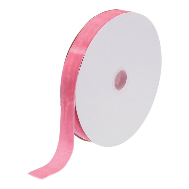 Uxcell Cinta de Terciopelo Carrete de Cara Única Tela de Terciopelo Sedosa para Ramo de Flores Manualidades Envoltura de Regalos Fiesta de Boda Rosa Brillante 1" x 25 Yardas