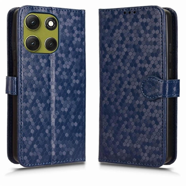 Funda Cartera Lunares Motorola Edge G86 5G con Tarjetero, Correa y Soporte Azul