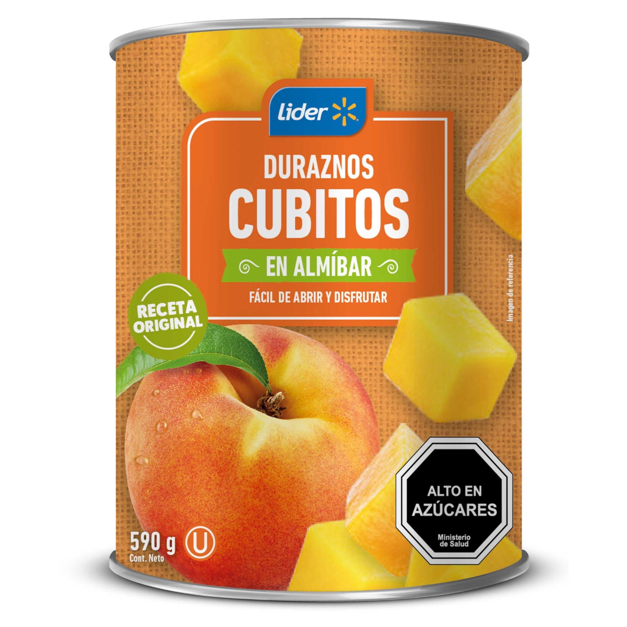 Duraznos En Cubitos Drenado 340 g - Neto 590 g Lider