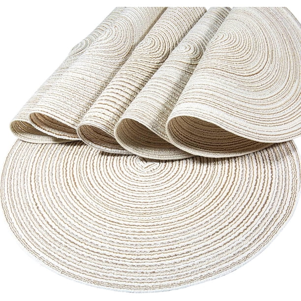 Manteles individuales, juego de 6, redondos, resistentes al calor, tejidos, para mesa de comedor (36 cm)