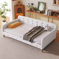 M&Ms - Twin Size Upholstered Daybed With 4 Support Legs, Beige(Old Sku Dl001824)