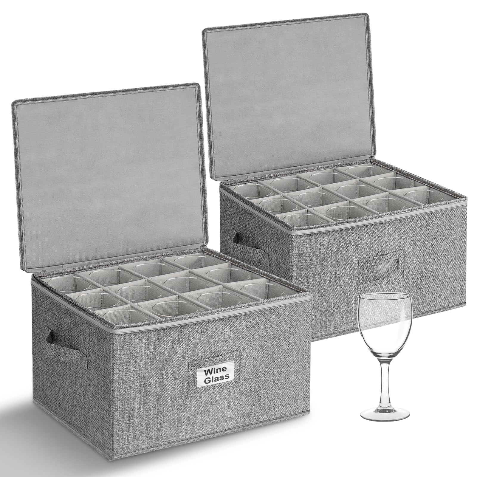 Caja De Almacenamiento Para Copas De Vino Punemi, Estuche Rígido De 2 Piezas