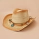thumbnail image 1 of Boho Western Cowboy Straw Hat - Hand Woven Faux Jade Chain Decor Hat for Women, Men, and Unisex - Perfect for Summer Beach and Casual Wear, 1 of 5