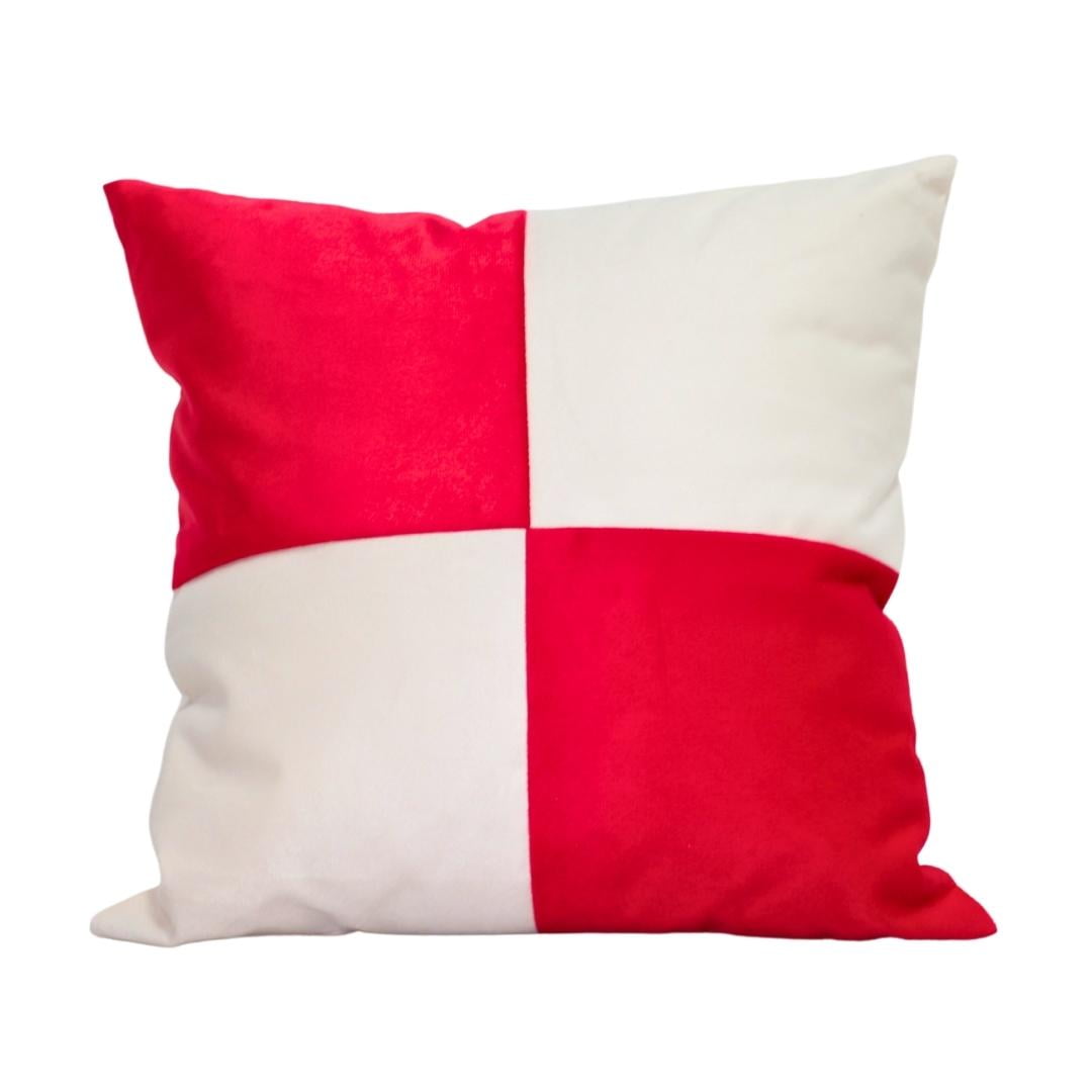 Máxima Design - Cojín Gabriela Blanco Rojo Felpa 50x50 Cm