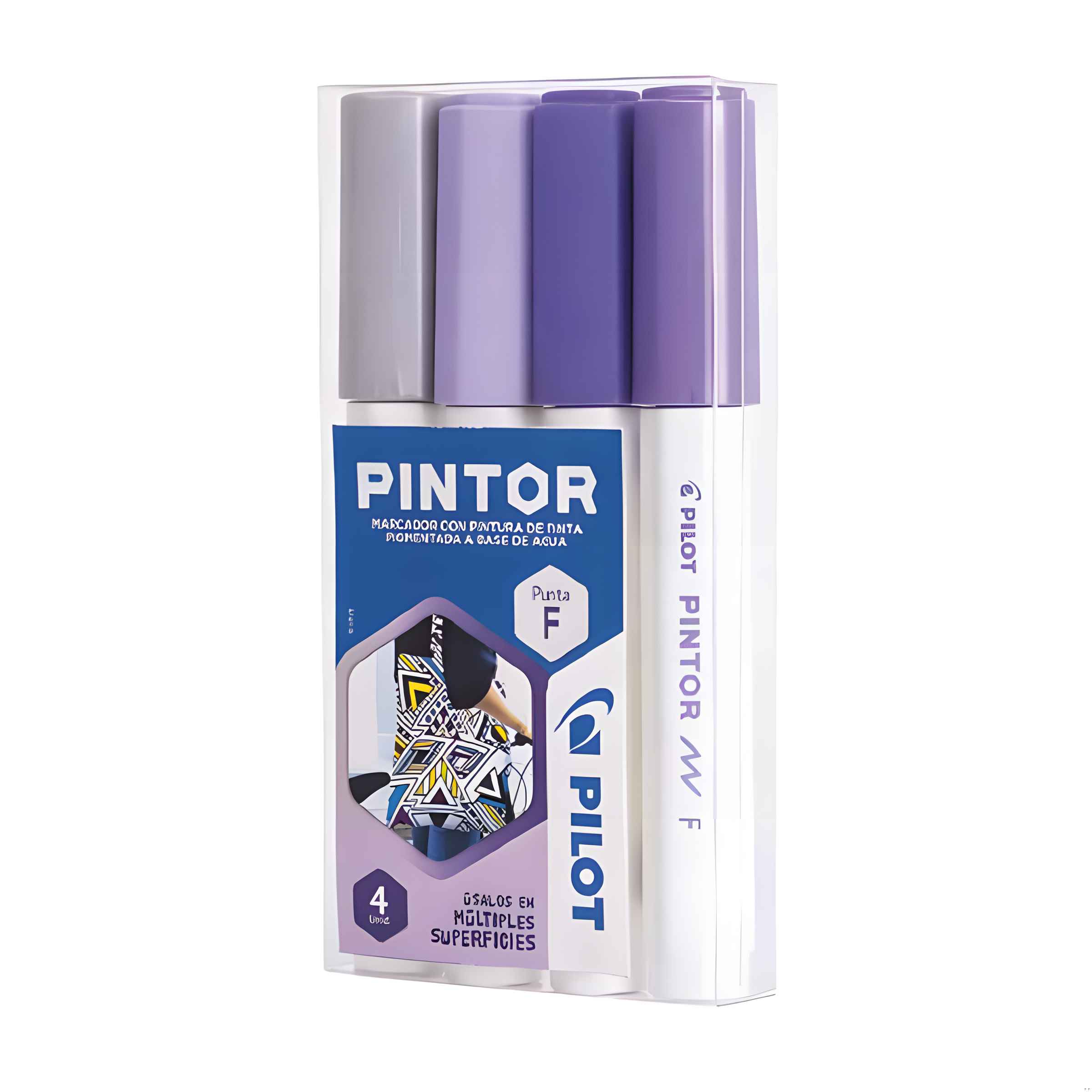 Pilot - Set Marcador Pintor Fino 4Un Plateado, Violeta Pastel, Violeta, Violeta Metalizado