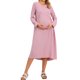 thumbnail image 2 of INSPIRE CHIC Vestido de Lactancia para Mujeres Embarazadas con Cremallera Frontal, Manga Larga, Cuello Redondo, Plisado, Midi, Talla XL, Rosa, 2 of 6