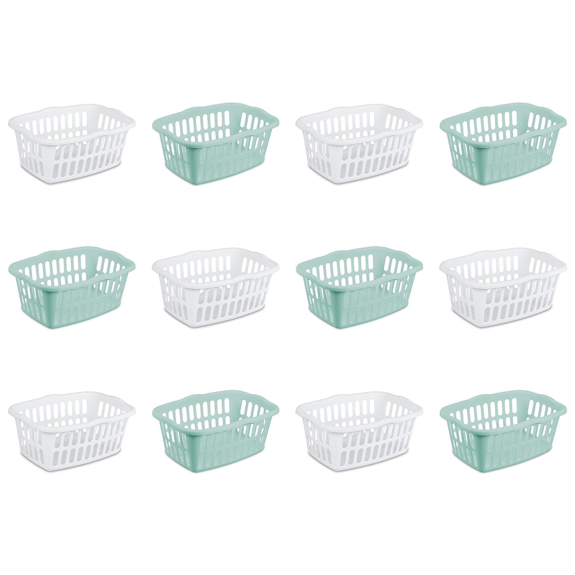 Cesta De Lavandería Sterilite De Plástico Blanco Y Aguamarina, 1,4 Litros, 12 Unidades