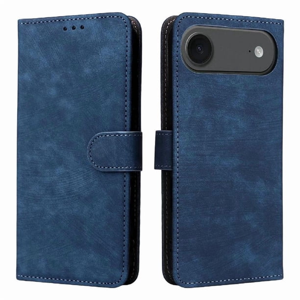 Funda Billetera para iPhone Air con Soporte - Cartera de Cuero con Ranuras Azul