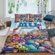 thumbnail image 2 of Monstruos University Conjunto de sábanas temático, trío de piezas, cómodo y amigable con la piel, diseño único, regalo de decoración para el hogar para familiares, amigos y fans,135cm *200cm, 2 of 6