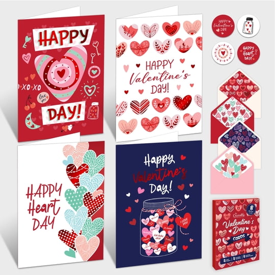 Itsdecorably - Paquete De 8 Tarjetas Para El Día De San Valentín, Con Papel De Aluminio Laminado, 10 X 15 Cm, Con Sobres