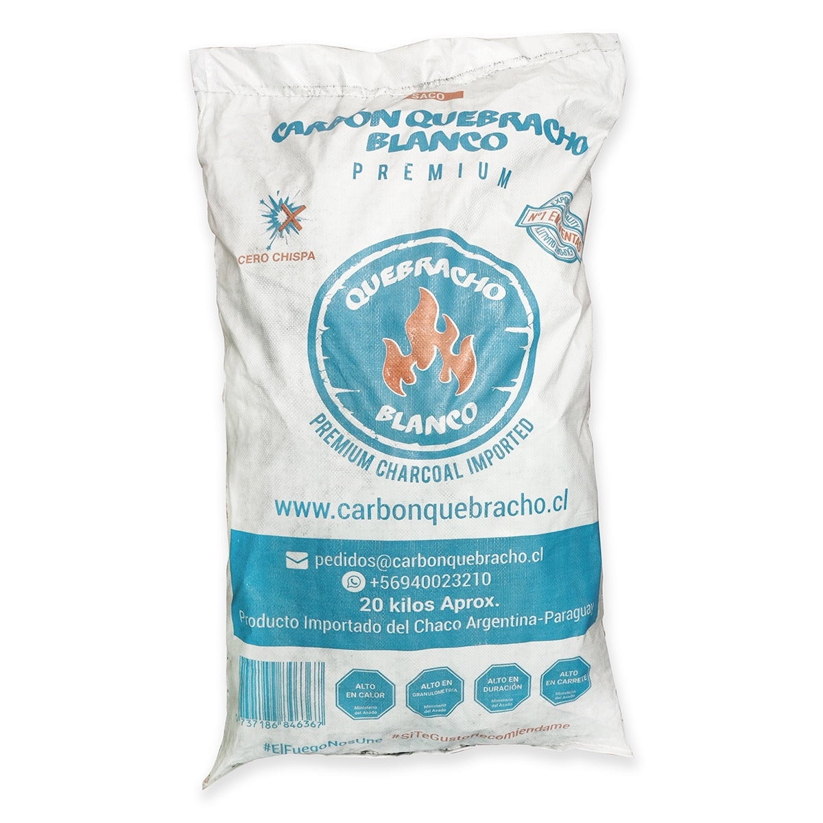 Carbonquebracho.cl - Saco De Carbon Quebracho Blanco Premium 20 Kg