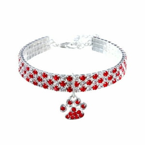 Veat00L - Collar De Mascota De Diamante, Collar De Garra De Vidrio Ajustable Para Bodas, Gatos Y Perros, Cadena De Extensión Ajustable, Diamante De Agua Brillante, Collar De Mascota, S