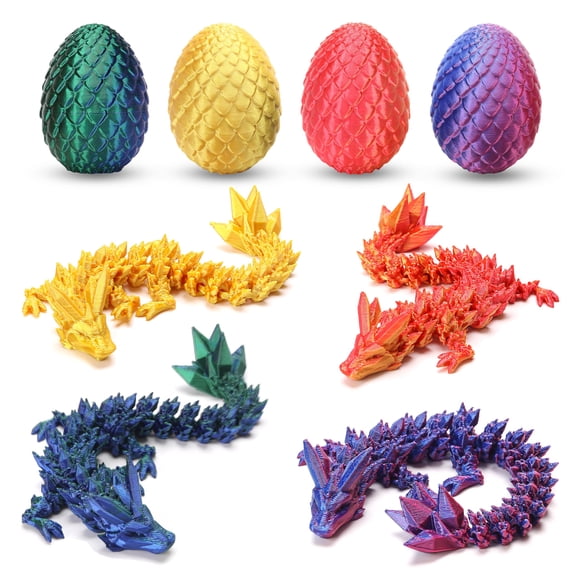 RCARQMU Set de 4 Huevos de Dragón Impresos en 3D con Juguetes