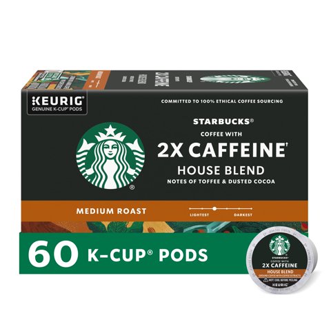 Cápsulas De Café Starbucks K-Cup 2X Caffeine House Blend 60 Unidades