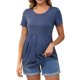 thumbnail image 1 of INSPIRE CHIC Top de maternidad para mujer de manga corta con cuello redondo, diseño arrugado, blusa con cintura escalonada, camiseta de maternidad azul, talla extra grande, 1 of 6