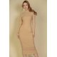 thumbnail image 1 of Saronite Vestido Midi Ajustado de Punto Acanalado con Cuello Alto y Manga Larga Basics, Negro (para Mujer), 1 of 5