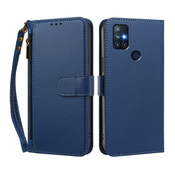 Funda Tipo Billetera para OnePlus Nord N10 5G con Soporte y Bolsillo con Cierre Azul profundo