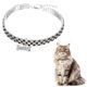 thumbnail image 1 of Collar de Gato con Diamantes de Imitación Uxcell, Collares Básicos para Perros Ajustables Brillantes con 3 Filas de Collares para Perros con Colgante de Hueso (12-14 Pulgadas, Negro/Blanco), 1 of 7