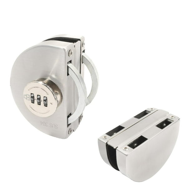 Cerradura De Puerta De Vidrio Sin Marco Contraseña Acero Inoxidable